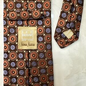 Ike Behar Brown and Purple Floral Tie